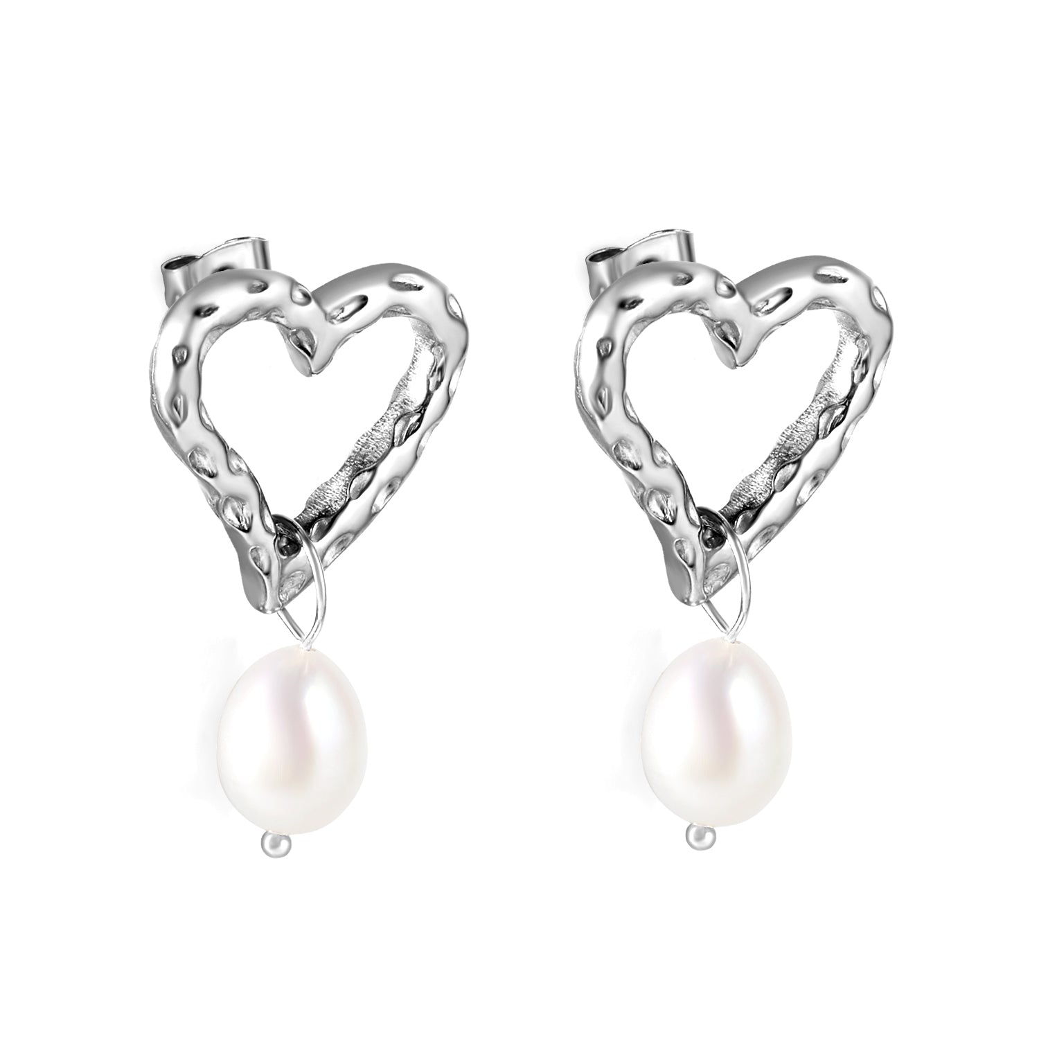 Spring 2024 20*19.7mm Heart Circle Bump with White Pearls 8.4*10.6mm Stud Earrings asonjewelry